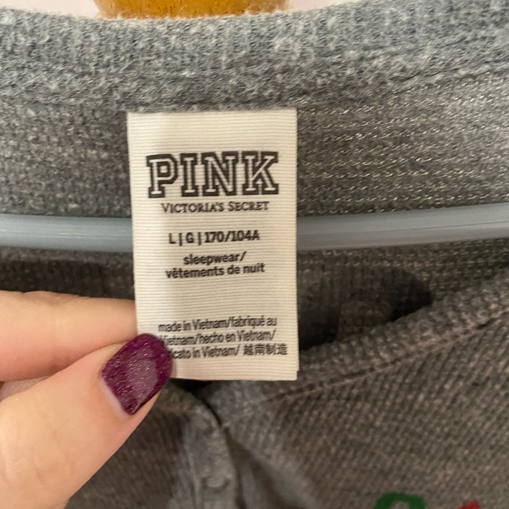 NWOT VS Pink Holiday Themed Sleep Shirt - Picture 5 of 8